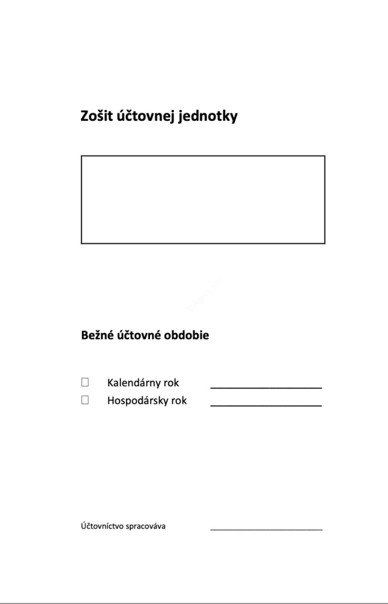 Pracovný zošit účtovnej jednotky